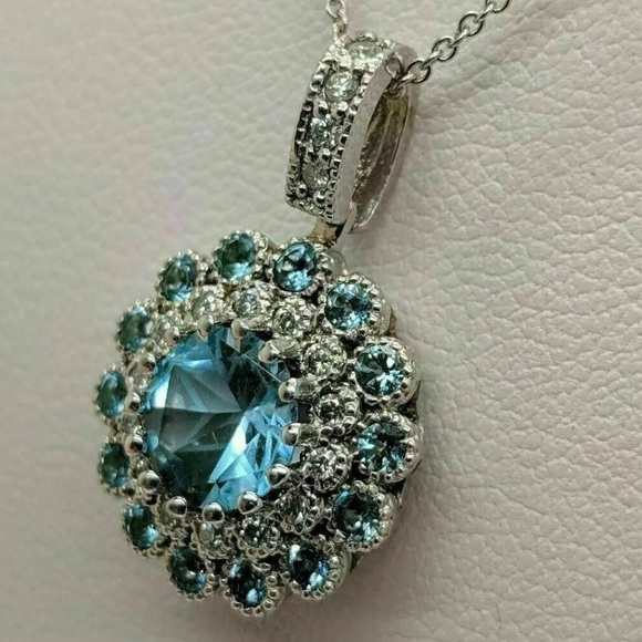 1.22ct Topaz & Moissanite Diamond 14k White Gold Micron Plated Women's Necklace - Picture 4 of 5